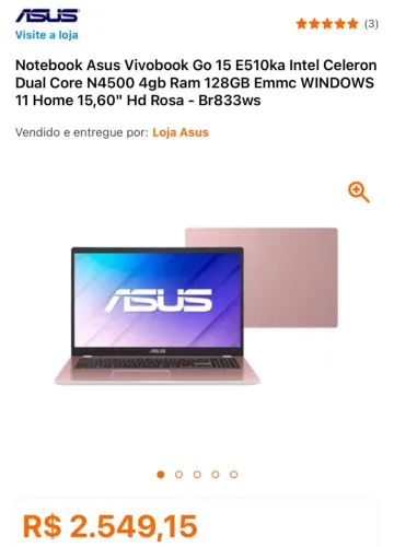 NOTEBOOK ASUS IMPECÁVEL