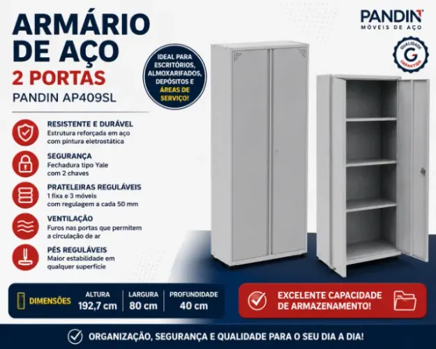ARMÁRIO DE AÇO PANDIN 2 PORTAS