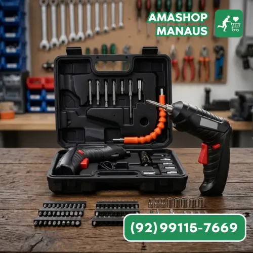 Chave de Fenda Elétrica 3.6V com Kit de Acessórios - Parafusadeira Sem Fio Recarregável