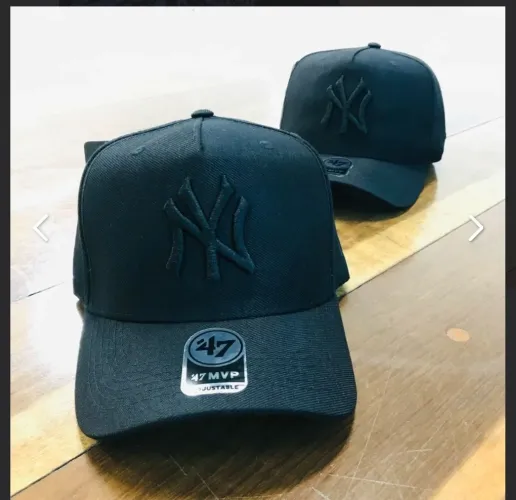 Bone NY Yankees Aba curva Preto/Preto Forrado