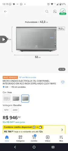Microondas 31L novo