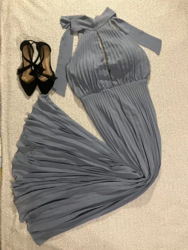 Vestido Longo Feminino Azul e Vinho