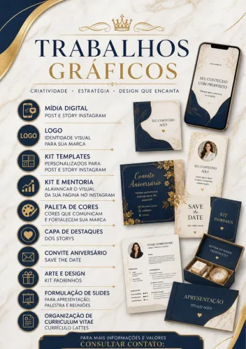 Trabalhos gráficos em marketing digital e Design