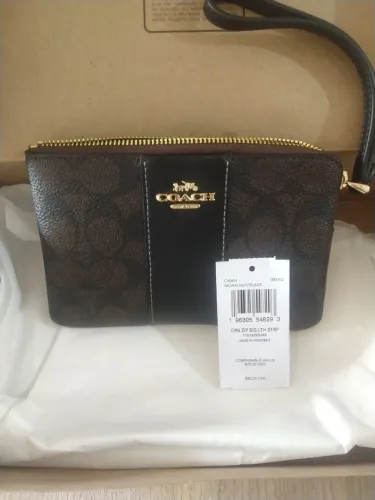 Bolsa carteira coach original marrom com detalhes preto