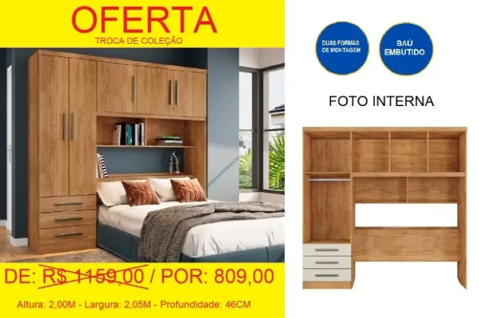 Roupeiro com baú embutido