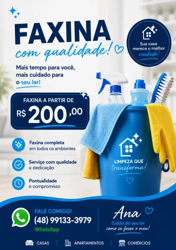 Faxina a partir de 200,00