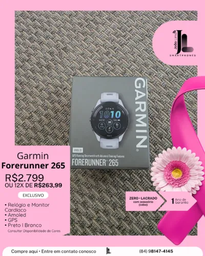 GARMIN FORERUNNER 265, PRETO OU BRANCO, LACRADO, EXCLUSIVO!