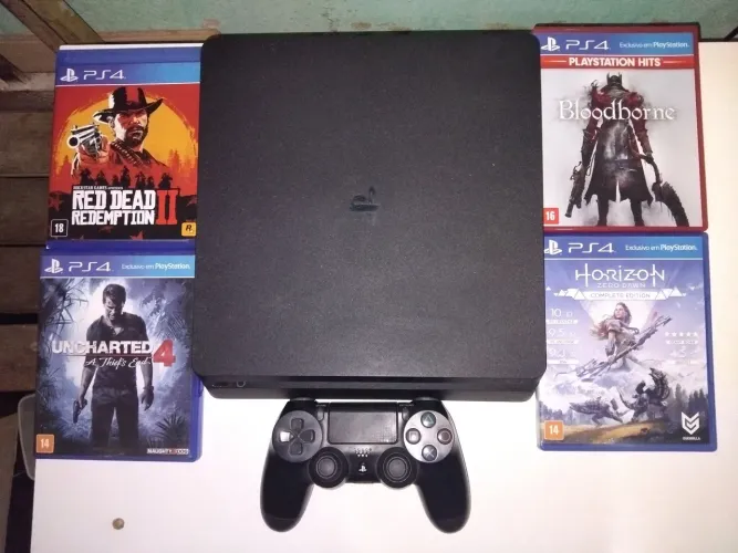 Console Ps4 Slim 1Tb, 1 Controle, 4 Jogos.