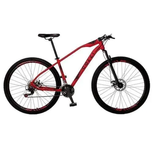 Bicicleta Colli Duster Aro 29 Vermelha, relação toda Shimano