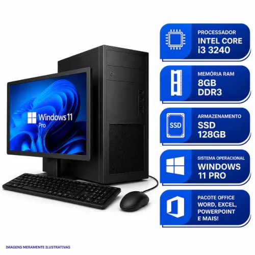 COMPUTADOR - INTEL CORE i3 3240 /MEM 8GB /SSD 120GB /MONITOR 19 LED /TECLADO /MOUSE