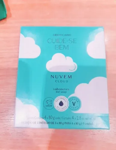 Kit com 4 sabonetes em barra (80g cada). Linha Cuide-se bem. Nuvem. O BOTI CÁRIO. 07/28.