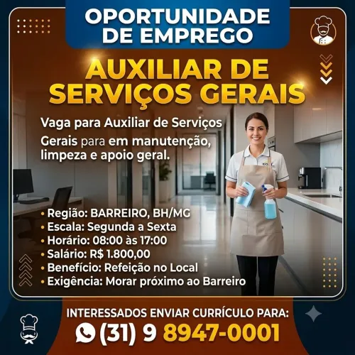 Contrata-se auxiliar de serviços gerais