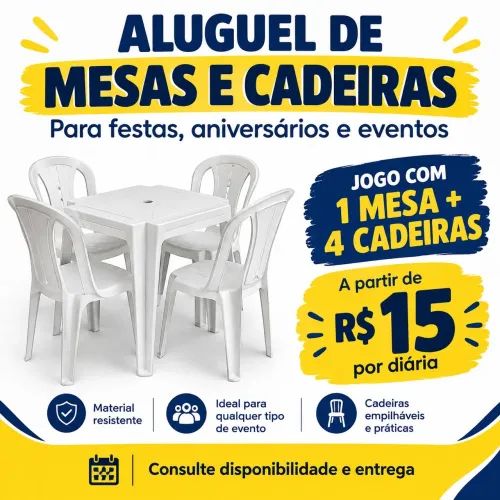 Aluguel de Mesas e Cadeiras para Festas e Eventos