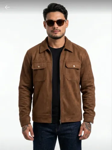 Jaqueta masculina suede marrom