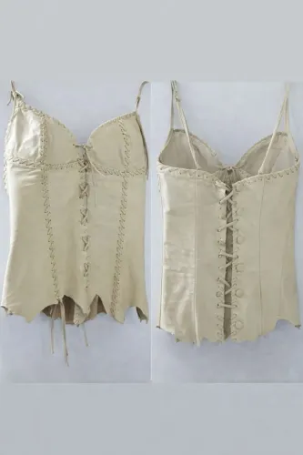 Croped de couro legítimo 