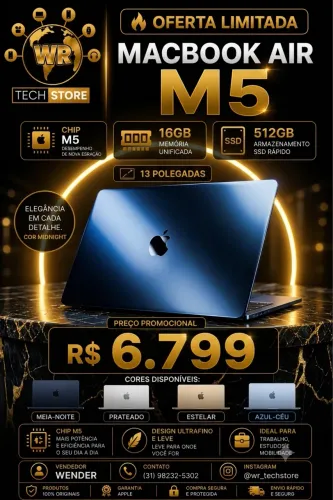 MACBOOK AIR M5 | MIDNIGHT E SKY BLUE | LACRADO!