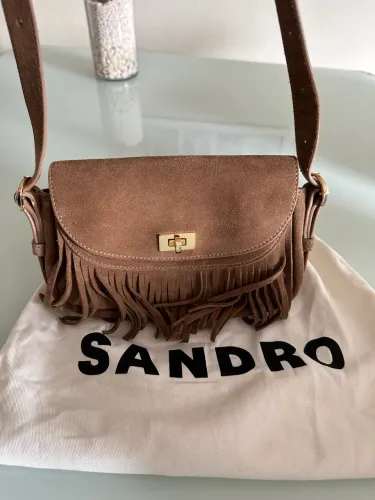 Bolsa SANDRO transversal de franjas nova couro