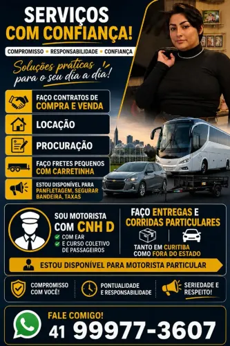 Motorista CNH D Com curso coletivo de passageiros disponível