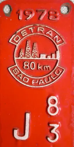 Plaqueta vermelha Detran SP ano 1978