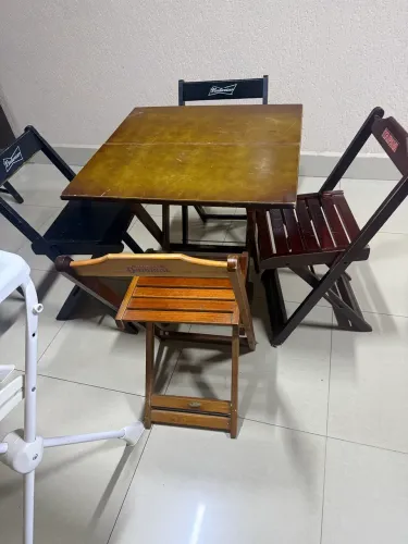 Jogo mesa madeira 