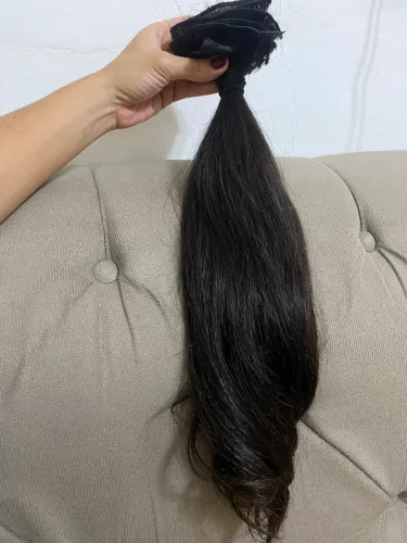 Alongamento cabelo humano brasileiro castanho escuro 45cm 100g na fita