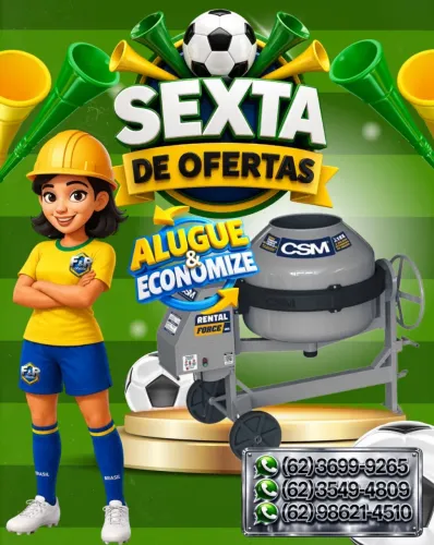 Aluguel de Betoneira, Andaimes, Martetele e Compactador