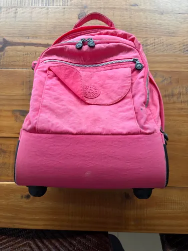 Mochila Kipling Original Rosa com Rodinhas