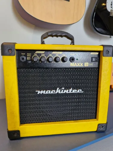 ?Amplificador Cubo Guitarra Mackintec Maxx 15 Amarelo com Reverb - Excelente Estado!