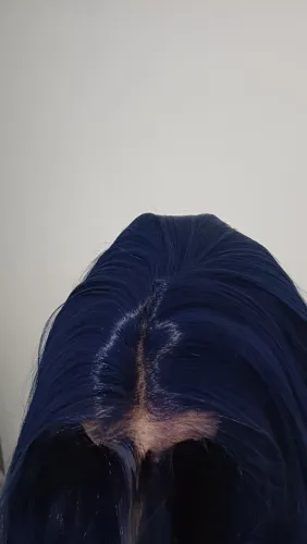 Peruca Lace Front Azul-Marinho 30" Resistente ao Calor - Pouco Uso