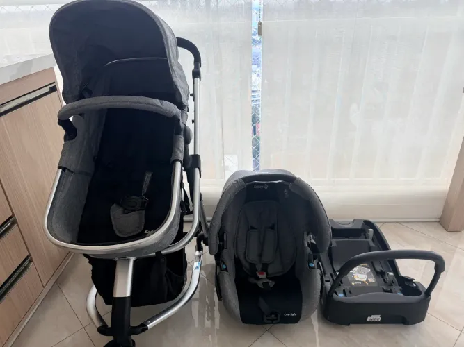Carrinho de Bebê com Base e Bebê Conforto Safety 1st - Travel System Mobi 0 até 15kg
