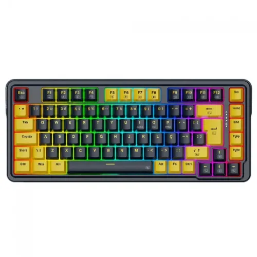 Teclado Mecânico 75% Redragon ELF Pro Black/Yellow RGB Switch Melt Gold - WZetta