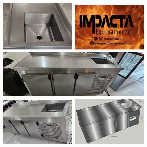 Refrigerador pia-balcão inox sob medida 