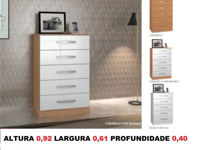 Comoda 5 gavetas 3 cores disponíveis 