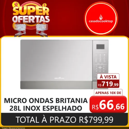 Micro ondas britania 28l inox espelhado