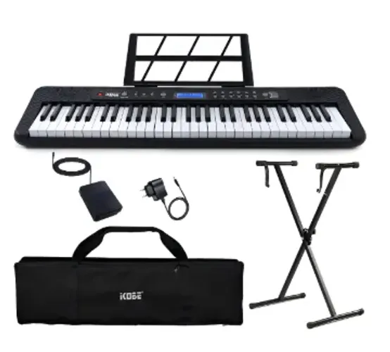 Teclado Kobe KB300 61 Teclas Sensitivas - Kit Completo, Seminovo
