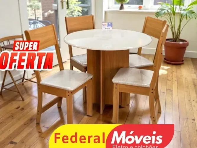 MESA DE JANTAR 90cm Conjunto com 4 Cadeiras (CAMPEAO EM VENDAS)