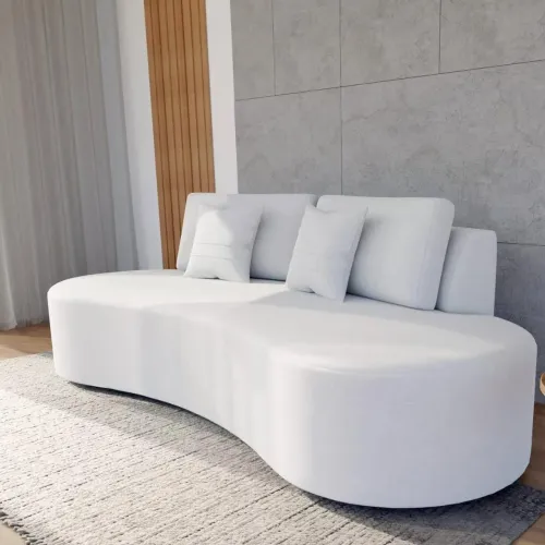 Sofá Branco Curvo Moderno