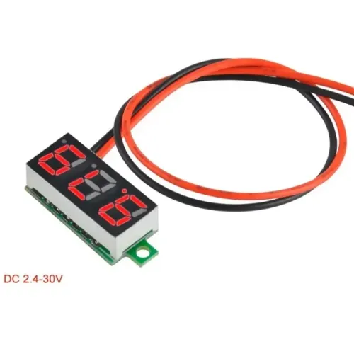 Mini Voltímetro digital DC 2,5~30volts 3 dígitos vermelho