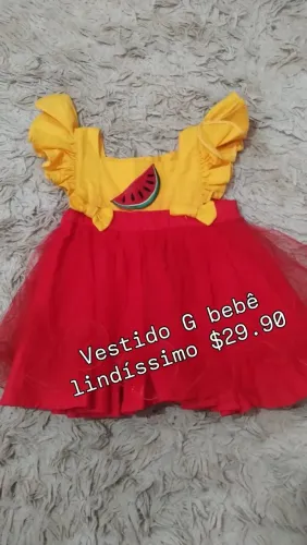 Vestido de bebê com tema de melancia - Tamanho G