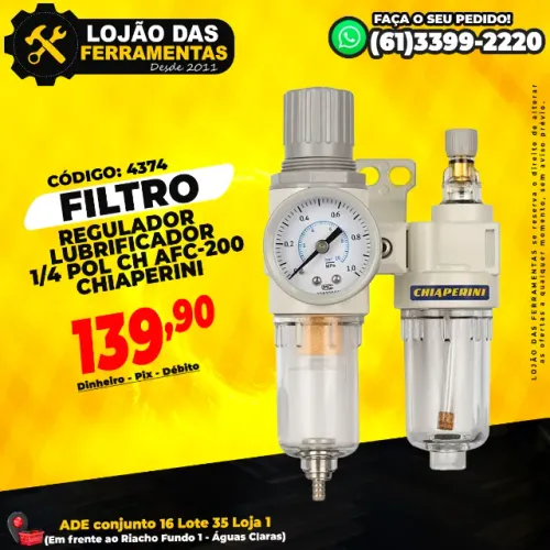 Filtro Regulador Lubrificador 1/4 Pol CH AFC-200 Chiaperini