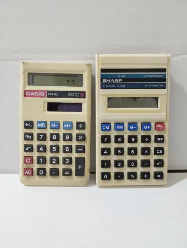 2 Calculadoras Solares Casio e Sharp (Anos 90 Originais)