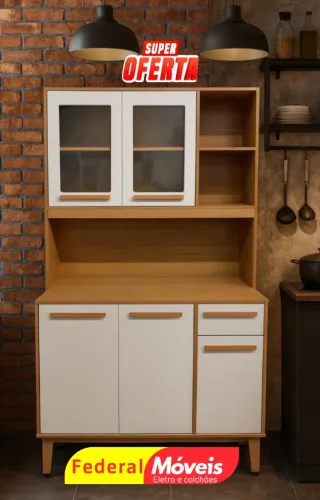 Armário para Cozinha 5 Portas e 1 Gaveta 1,20m - Novo com Ótimo Acabamento!