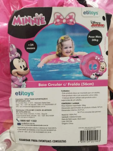 Boia Infantil Minnie Com Fralda 56cm