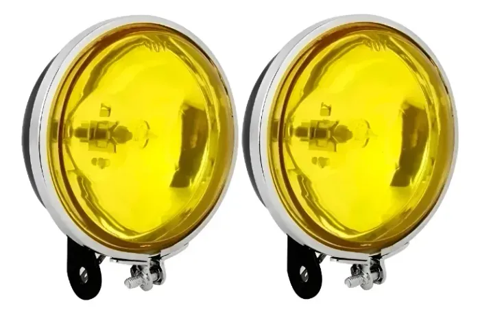 Par Farol De Milha Auxiliar Fusca 50/86 Itamar Amarelo 90mm Amarelo