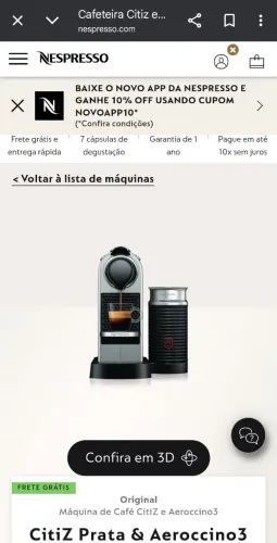 Troco ou vendo Cafeteira CitiZ Prata & Aeroccino3 Nespresso 