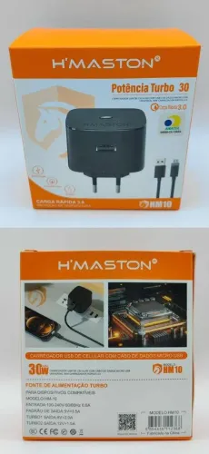 Carregador Turbo 30W usb C pra celular -  H'MASTON HM10 - Carga Rápida