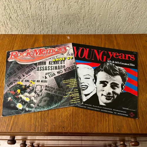Kit 2 discos de compilados de rock anos 50 e 60