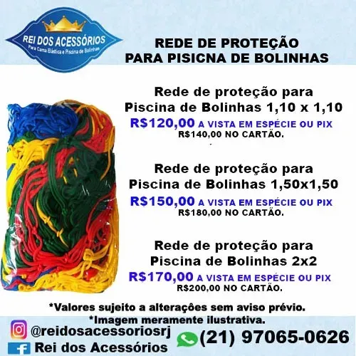 Rede de proteção para Piscina de Bolinhas a partir de R$120,00 a vista em espécie.