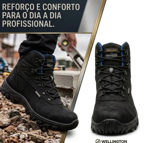 Bota Segurança Master Boots Profissional - Couro Nobuck Trabalho com C.A e Biqueira em PVC
