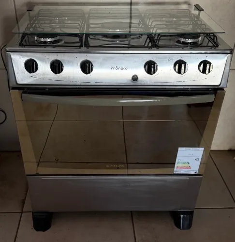 Fogão 5 bocas inox atlas acendimento automático seminovo conservado